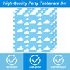 96Pack Blue Sky White Clouds Party Paper Plates and Napkins Sets, Party Decorations Plates Cloud Supplies 24 Guests Tableware for Kids
