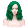 MAGQOO Green Wig for Women Emerald Green Bob Wig Short Curly Wavy Green Wigs Side Part Synthetic Heat Resistant Cosplay Costume Party Wigs (Emerald Green)