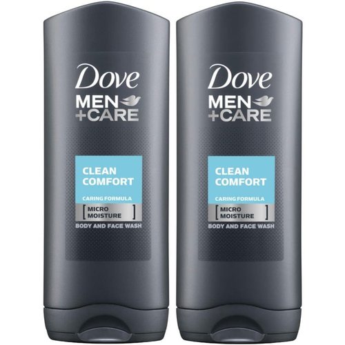 Men Care Body and Face Wash Gel, Hydrating Clean Comfort, 250 ml (8.5 fl oz), Value Bundle Pack of 2
