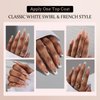 BTArtbox XCOATTIPS French Tip Nails - 5 Styles Long Square Press on Nails, Pre-Designed Swirl Nail Tips, Ultra Fit Soft Gel Nails False Nails, Soak Off Acrylic Fake Nails Extensions for Nail Art DIY