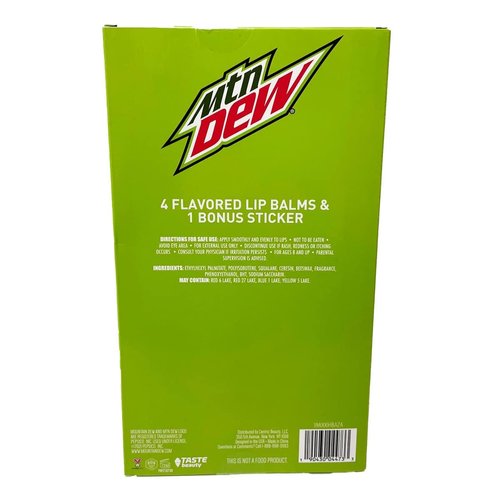 Centric Beauty Mountain Dew Flavored Lip Balm 5-Piece Vending Machine Pack, Green, 5 Piece Set