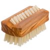 REDECKER Natural Pig Bristle Travel Nail Brush with Waxed Olive Wood Handle, 2-1/4-Inches - Boar Bristle Nail Brush For Cleaning Fingernails - German Wooden Nail Brush