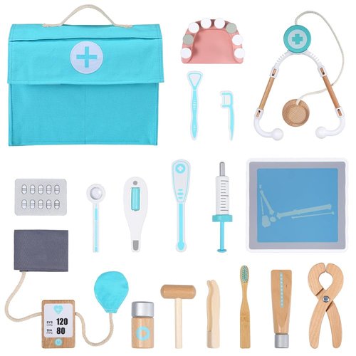 Doctor Kit for Toddlers 3-5, Pretend Doctor Play Set, 18PCS Dentist Kit Doctor Role Play Set, Medical Kit with Toy Stethoscope, Gifts for Boys Girls