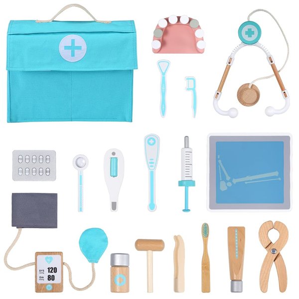 Doctor Kit for Toddlers 3-5, Pretend Doctor Play Set, 18PCS Dentist Kit Doctor Role Play Set, Medical Kit with Toy Stethoscope, Gifts for Boys Girls