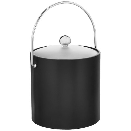 Kraftware Bartenders Choice Fun Colors Collection Ice Bucket 3-Quart, Black, Double Wall Construction, Keep Ice Perfectly Chilled, Hotel Ice Bucket, Guest Room Bar Area Ice Bucket, Bale Handle