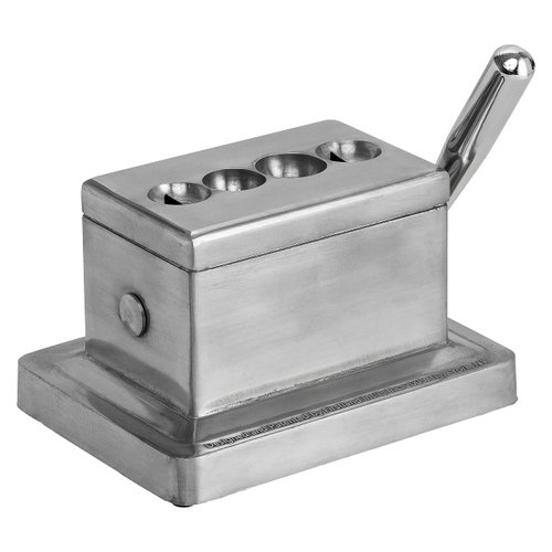 Quality Importers Trading Co. Quad Table Cigar Cutter, Brushed Finish, 52 and 60 Ring Gauge Straight Cutters, 52 and 58 Ring Gauge V-Cutters, Model 9305