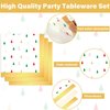 100 Pcs Christmas Paper Plates Napkins Party Supplies Merry Christmas and Tree Design in Red Green and Gold Merry and Bright Party Tableware for Disposable Xmas Holiday Dinner Party Decorations