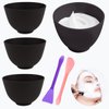 Rowcay 4 Piece Silicone Mixing Bowls, 3.93 Inch Microwaveable Silicone Bowl with Dual Ended Stirring Sticks for Facial Masks, Mud Masks, and Other Skin Care Products Facial Bowls for Aestheticians.