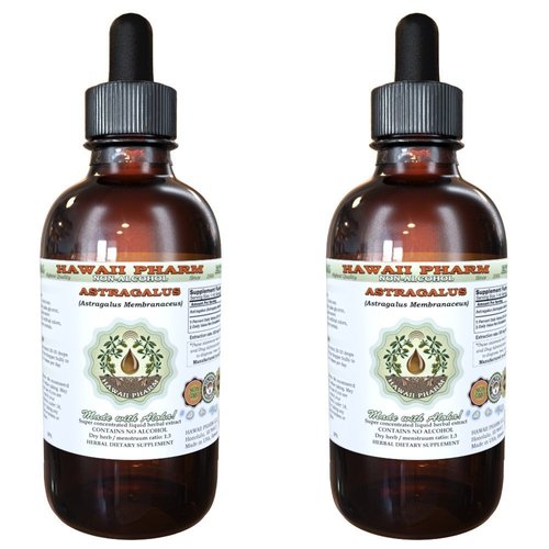 Astragalus Alcohol-Free Liquid Extract, Organic Astragalus (Astragalus membranaceus) Dried Root Glycerite Hawaii Pharm Natural Herbal Supplement 2x4 oz