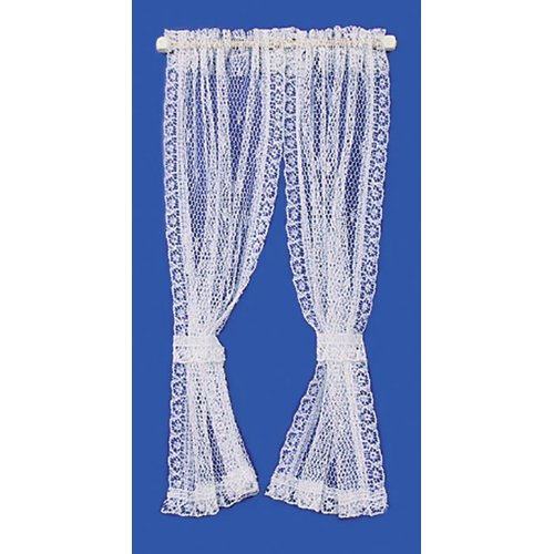 Melody Jane Dollhouse White Sheer Curtains Net Lace Drapes Miniature 1:12 Window Accessory