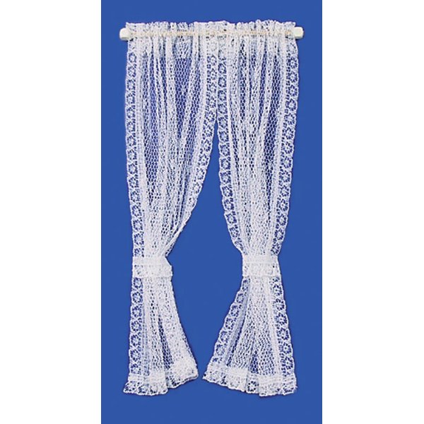 Melody Jane Dollhouse White Sheer Curtains Net Lace Drapes Miniature 1:12 Window Accessory