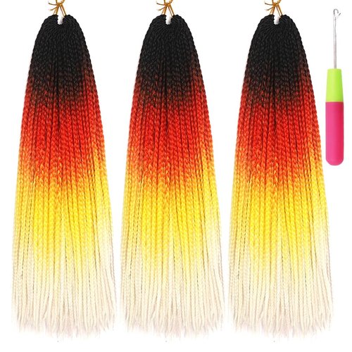 Box Braids Crochet Hair 24 Inch Prelooped Crochet Hair Extensions Hand Made 3 Packs Twist Crothet Braids Hair for Girls and Women Braiding Hair Extensions 22 Strands/Pack (D1)