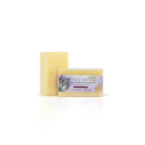 BlackShine | Organic Handmade Personal care soap with sponge, indispensable for Turkish baths, aromatherapy Body Wash infused Moisturizer for the Body | olive oil & lavender oil