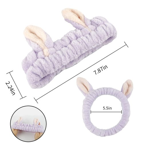 Bunny Skincare Headband, 3-Pack Spa Headband, Hair Band for Washing Face, Skin Care Headband, Headbands for Women for Washing Face, Head Band for Skincare, Makeup Headband, Headband for Washing Face