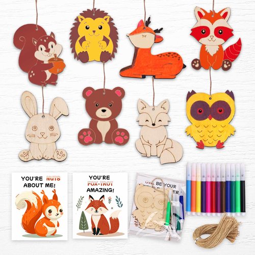 SOSAZOZA 24 Packs Woodland Christmas Ornaments, Animal Party Favors, Unfinished Wooden Painting Crafts, Sunday School Crafts, Animal Christmas Ornaments, Christmas Gift, New Year's Gift