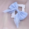 Andelaisi Boho Bow Hair Clips Satin Bow Hair Barrettes Silky Hair Clip Barrette Vintage Bowknot Hair Accessory Satin Ribbon Bowknot Clip Headpiece for Women and Girls Headdress (Blue)