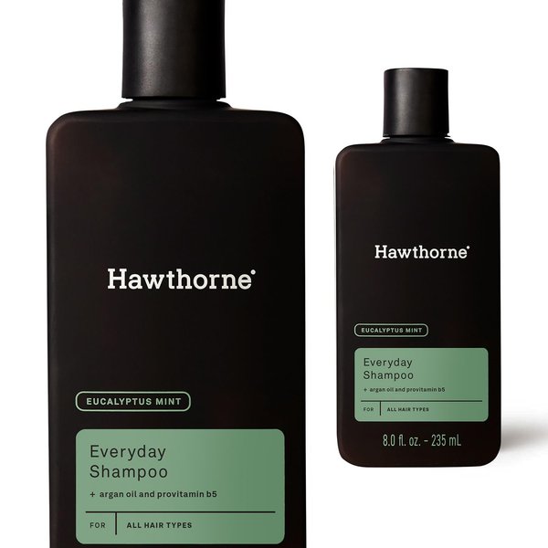 Hawthorne Men's Everyday Shampoo. For Stronger, Healthier Hair with Pure Avocado Oil and Coconut Oil. Mint and Eucalyptus Scent. Natural, Sulfate Free, Paraben Free. 8 fl. oz. 2-Pack.