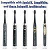 Sonic-FX Replacement Electric Toothbrush Heads Compatible with Fairywill, Sonic-FX and SnapWhite for Adults and Kids | Soft Charcoal/Nylon Bristles Sonic Replacement Toothbrush Heads (Black,Pack of 8)