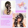 VENOFEN 18PCS Butterfly Hair Clips Purple Mini Flower Clips for Girls Glitter Hair Butterfly with Crystal Rhinestones Cute Tiny Flower Hair Barrattes Y2K Hair Accessories for Women and Girls