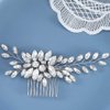 Unsutuo Crystal Bride Wedding Hair Comb Silver Leaf Bridal Hair Accessories Rhinestone Hair Pieces for Women and Girls
