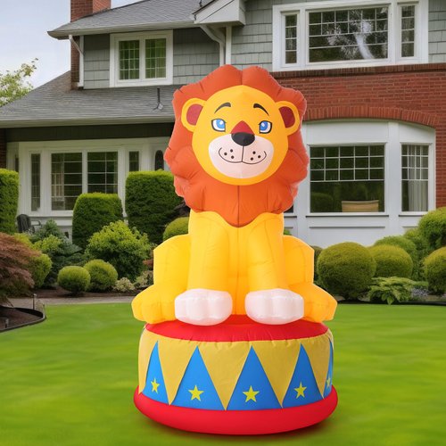 Silipull 5 ft Inflatable Lion for Circus Carnival Party Christmas Outdoor Decorations, LED Carnival Birthday Party Blow up Animal for Outdoor Indoor Pool Yard Party Decorations
