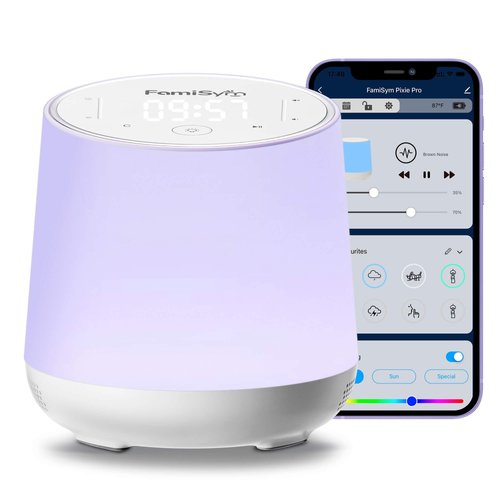FamiSym White Noise Sound Machine for Baby Kids, Nursery Night Light, Alarm Clock, Dimmable Clock & Temperature Display, 34 Soothing Sounds, Toddler Sleep Trainer, Baby Sound Machine for Sleeping