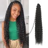 BLL Curly Braiding Hair For Boho Braids Ocean Wave Crochet Hair Human Hair Blend Deep Wave Long Wavy Braiding Synthetic Hair Extensions For Black Women (30 Inch(Pack of 1), 1B)