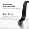 HOTBANANA Ponytail Extension, 22 Inch Ponytail Extension Human Hair Clip in Wrap Around Ponytail Hair Piece Dark Brown Long Straight Remy Human Hair Extension 90g