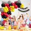 132pcs Race Car Balloon Arch Kit, Race Car Party Decorations with Red Black Yellow Balloons Checkered Wheel Tire Balloons for One Two Fast Race Car Birthday Party Decorations for Boys