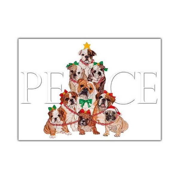 Bulldog Christmas Cards : 10 Holiday Cards with White Envelopes