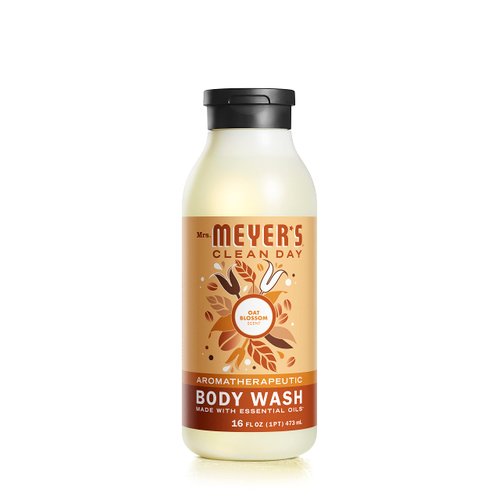 MRS. MEYER'S CLEAN DAY Moisturizing Body Wash for Women and Men, Biodegradable Shower Gel Formula Made with Essential Oils, Oat Blossom Scent, 16 oz