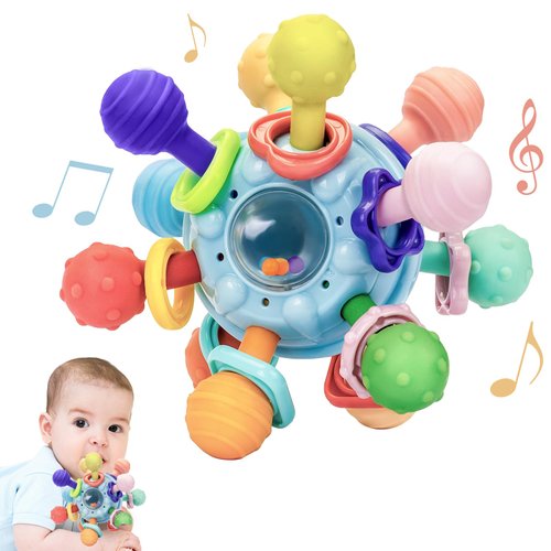Accevo Baby Teething Toys Silicone Baby Teether Toys for 6-12 Months Chew Toys for Sucking Needs, Baby Teether for Soothing Sore Gum Montessori Toys for Babies for Newborn