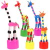 STOBOK 5Pcs Wooden Giraffe Figurine Toy Dancing Rocking Giraffe Finger Puppets Push Up Toys for Boys Kids Girls (Random Style)