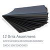 HSYMQ 24PCS Sand Paper Variety Pack Sandpaper 12 Grits Assorted for Wood Metal Sanding, Wet Dry Sandpaper 120/150/180/240/320/400/600/800/1000/1500/2500/3000 Grit