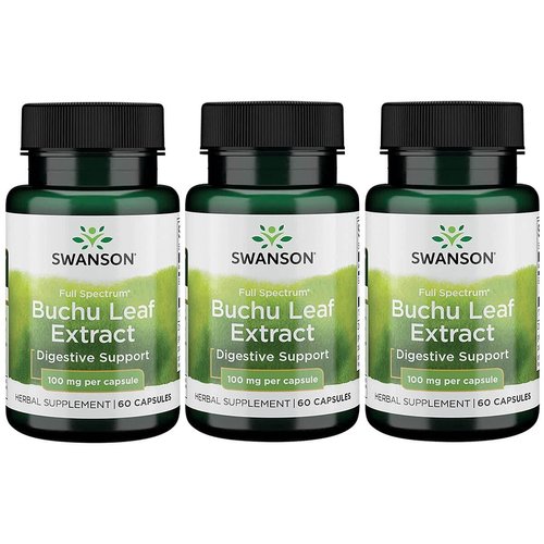 Swanson Buchu Leaf - 4:1 Extract - Herbal Supplement - (60 Capsules, 100mg Each) 3 Pack