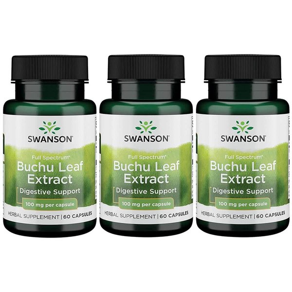 Swanson Buchu Leaf - 4:1 Extract - Herbal Supplement - (60 Capsules, 100mg Each) 3 Pack