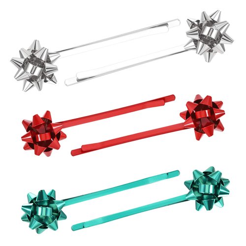 Christmas Bow Snowflake Hair Clip Hairpin Festive Gift Bows Rhinestone Snowflake Alligator Clips Xmas Holiday Party Hair Accessories Gift (Gift Bow)
