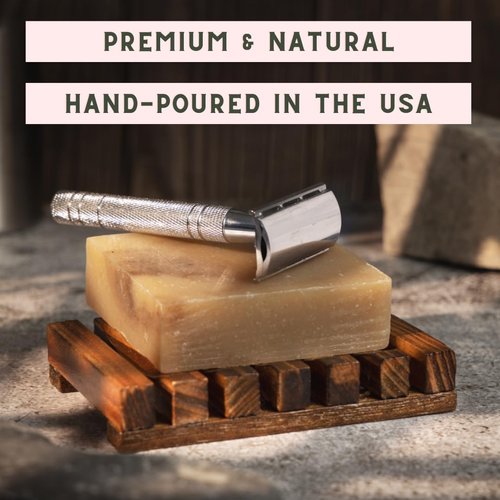 Natural Solid Shave Soap Bar, Highly Moisturizing, Handmade In The USA In Small Batches, No Artificial Fragrances Or Colors, Vegan & Cruelty Free, Designed For All Skin Types (Unscented)