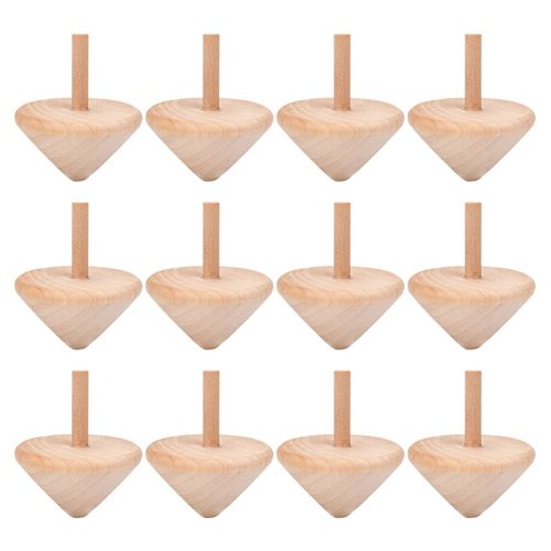 NUOBESTY Wooden Spinning Top Unfinished Wood Tops Craft Gyroscopes for DIY Kids Children Toy Party Favor New Year 12Pcs