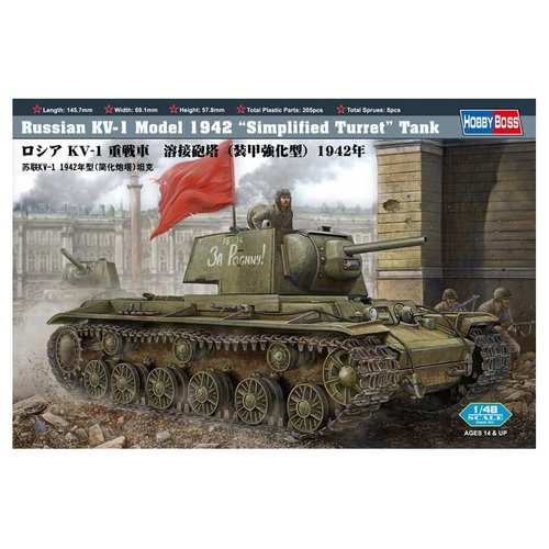 Hobby Boss Russian KV-1 Model 1942 Tank with Simplified Turret Vehicle Model Building Kit