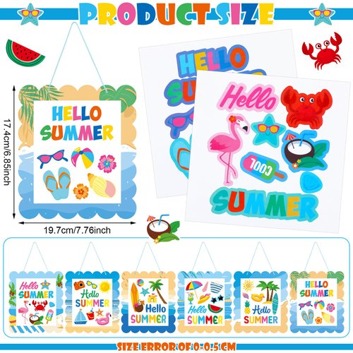 Suzile 30 Pcs Fall Crafts for Kids Thanksgiving Hello Fall Sign Craft Kit Hanging Fall Arts and Crafts Bulk Fall Themed DIY Crafts for Kids Fun Holiday Game Activities Classroom Decorations(Summer)