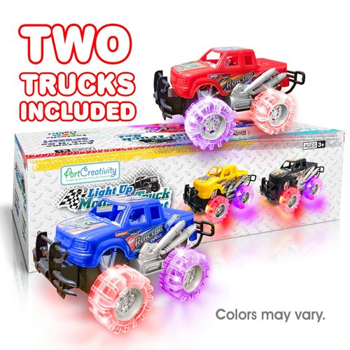 Light Up Monster Trucks for Boys and Girls, Toy Truck Set of 2, Monster Trucks for Boys 3-6 Years Old, Toddler Monster Truck Toys, Light Up Trucks, Easter Gifts for Kids