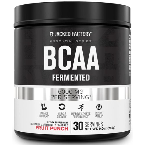 BCAA Powder (Fermented) - 6g Branched Chain Essential Amino Acid Supplement for Improved Muscle Recovery, Reduced Fatigue, Increased Strength, and Muscle Growth - 30 Servings, Fruit Punch