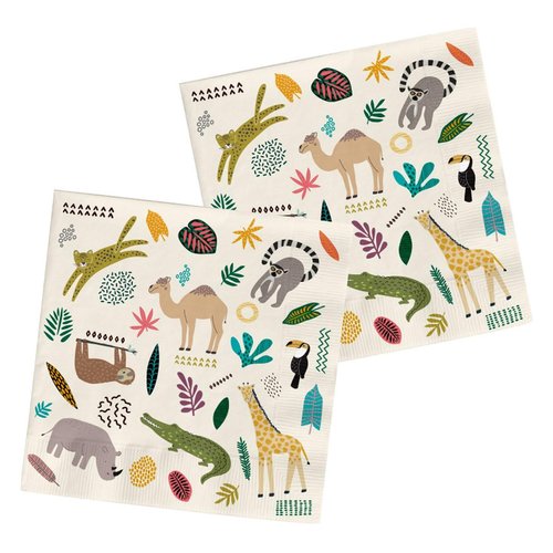 Folat Zoo Party Napkins 33 x 33 cm-20 pieces, multicoloured (68351)