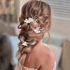 Easedaily 3 Piece Flower Wedding Hair Pins Silver Leaf Bridal Hair Clips Headpiece Vintage Rhinestone Hair Comb Hair Accessories for Women and Bride