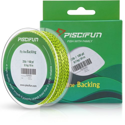 Piscifun Fishing Line Backing, Braided Fishing Backing Line, 20LB, 100yds, Fluorescent Yellow & Black