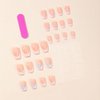 French Tip Press on Nails Medium Square Fake Nails Pink Glossy Acrylic Nails White Nail Tips Short False Nails with Summer Cute Flowers Designs Artificial Glue on Nails for Women Girls 24 Pcs