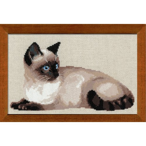 RIOLIS - Thai Cat 1066, Cat Lovers Cat Cross Stitch Kits 14,96" x 10,24", Cross Stitch Kits for Beginners & Advanced, Crossstitching Kits Adult, Counted Stitching Kits, Cat Embroidery Kit
