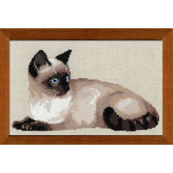 RIOLIS - Thai Cat 1066, Cat Lovers Cat Cross Stitch Kits 14,96" x 10,24", Cross Stitch Kits for Beginners & Advanced, Crossstitching Kits Adult, Counted Stitching Kits, Cat Embroidery Kit