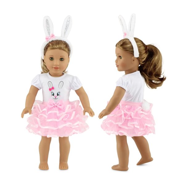 Emily Rose 18 Inch Doll Clothes | 18" Doll Bunny Costume Clothing Outfit, Includes Bunny Ears for Easter! | Compatible with American Girl Dolls
